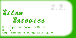 milan matovics business card