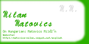milan matovics business card